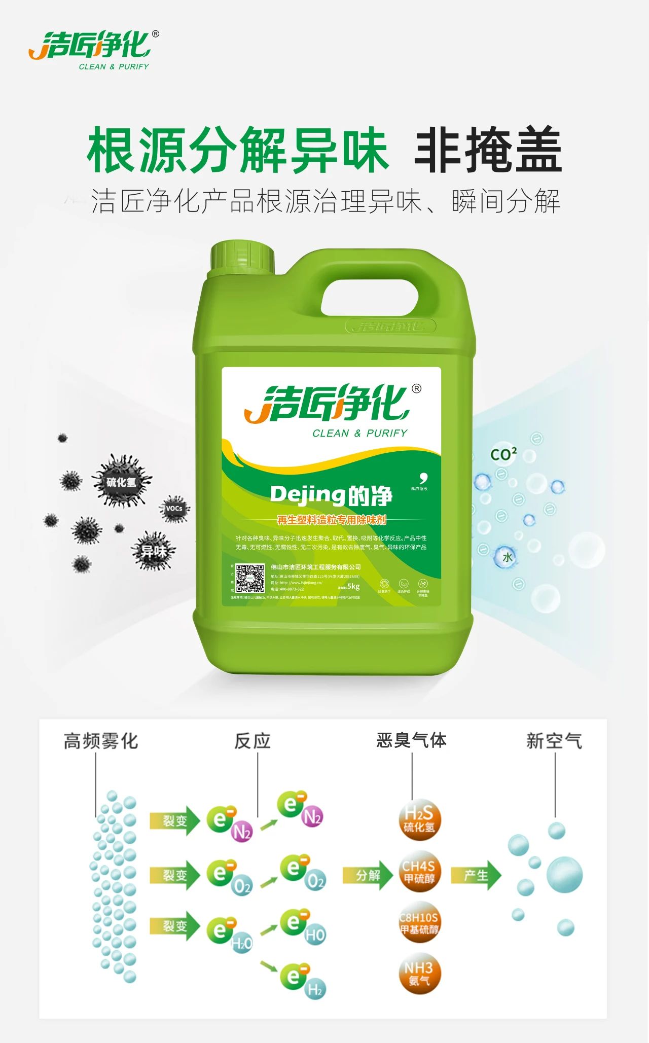 再生塑料造粒生產(chǎn)如何除臭？Dejing的凈除臭劑一站式解決方案！.jpg